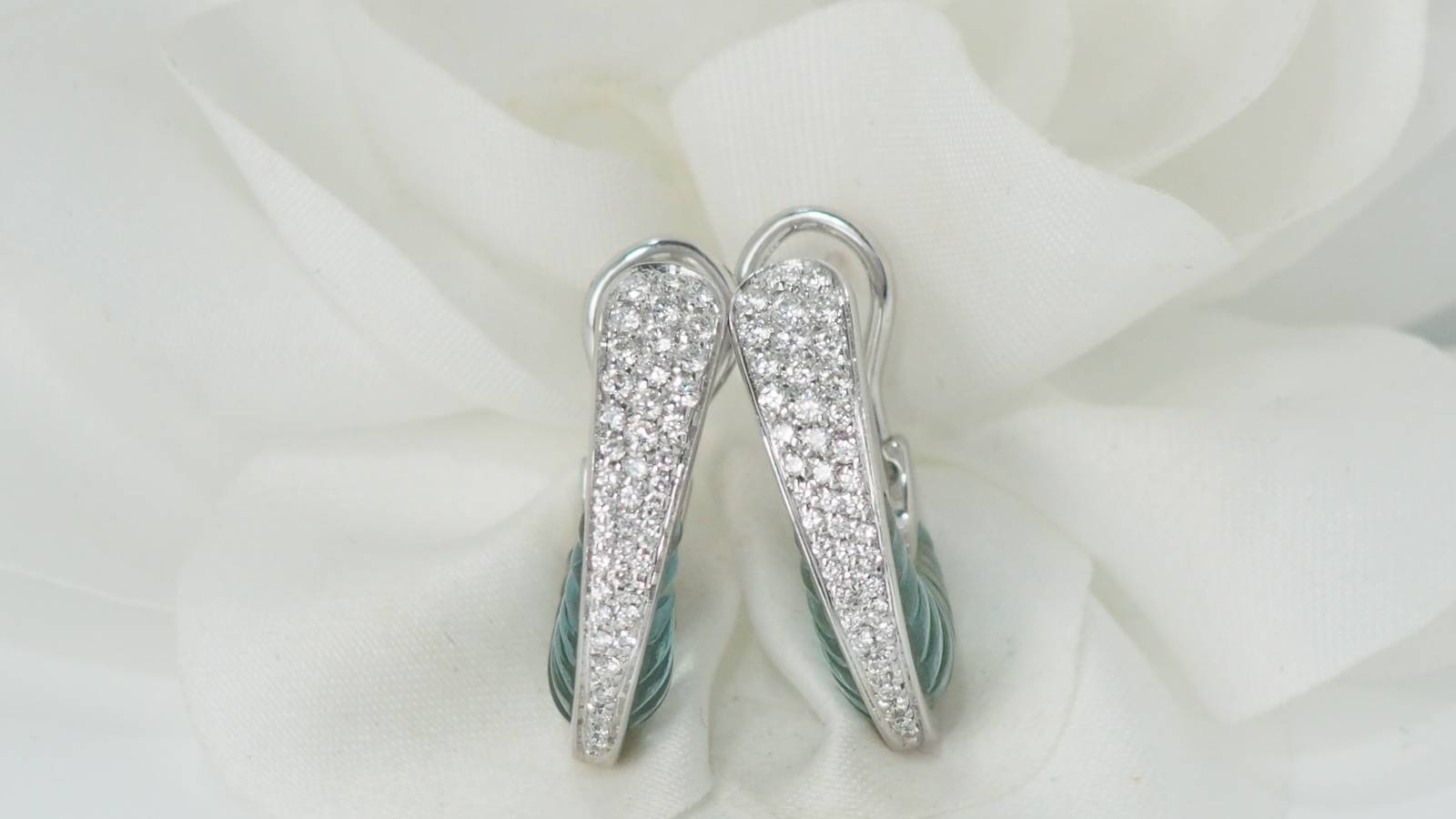 White gold aquamarine and diamond earrings 