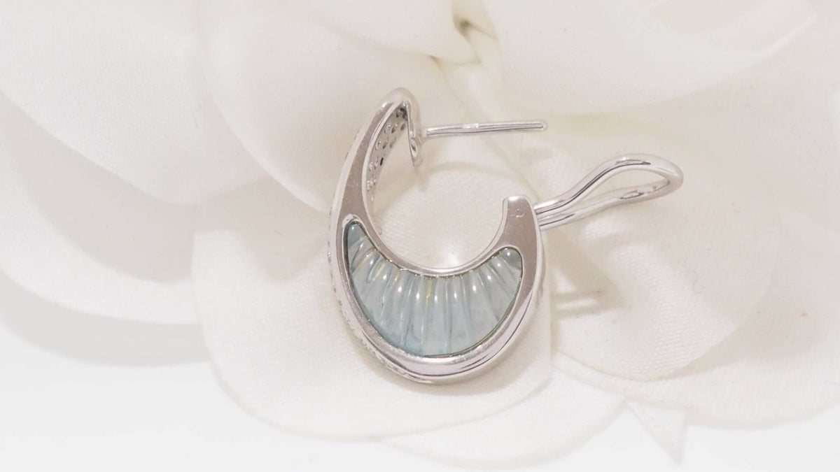 Clips earrings in white gold with Aquamarines and Diamonds