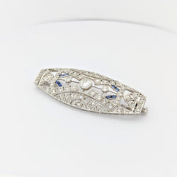 Broche en or blanc et platine diamants et saphirs