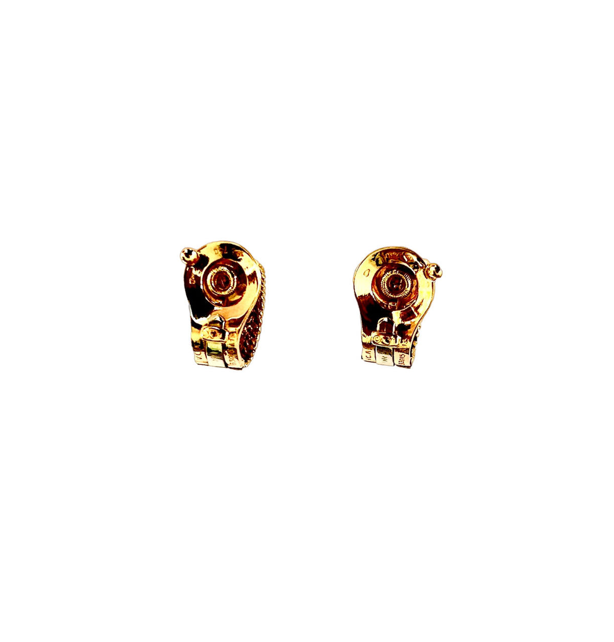 Pair of VAN CLEEF &amp; ARPELS earrings in yellow gold, diamonds, ebony and rock crystal
