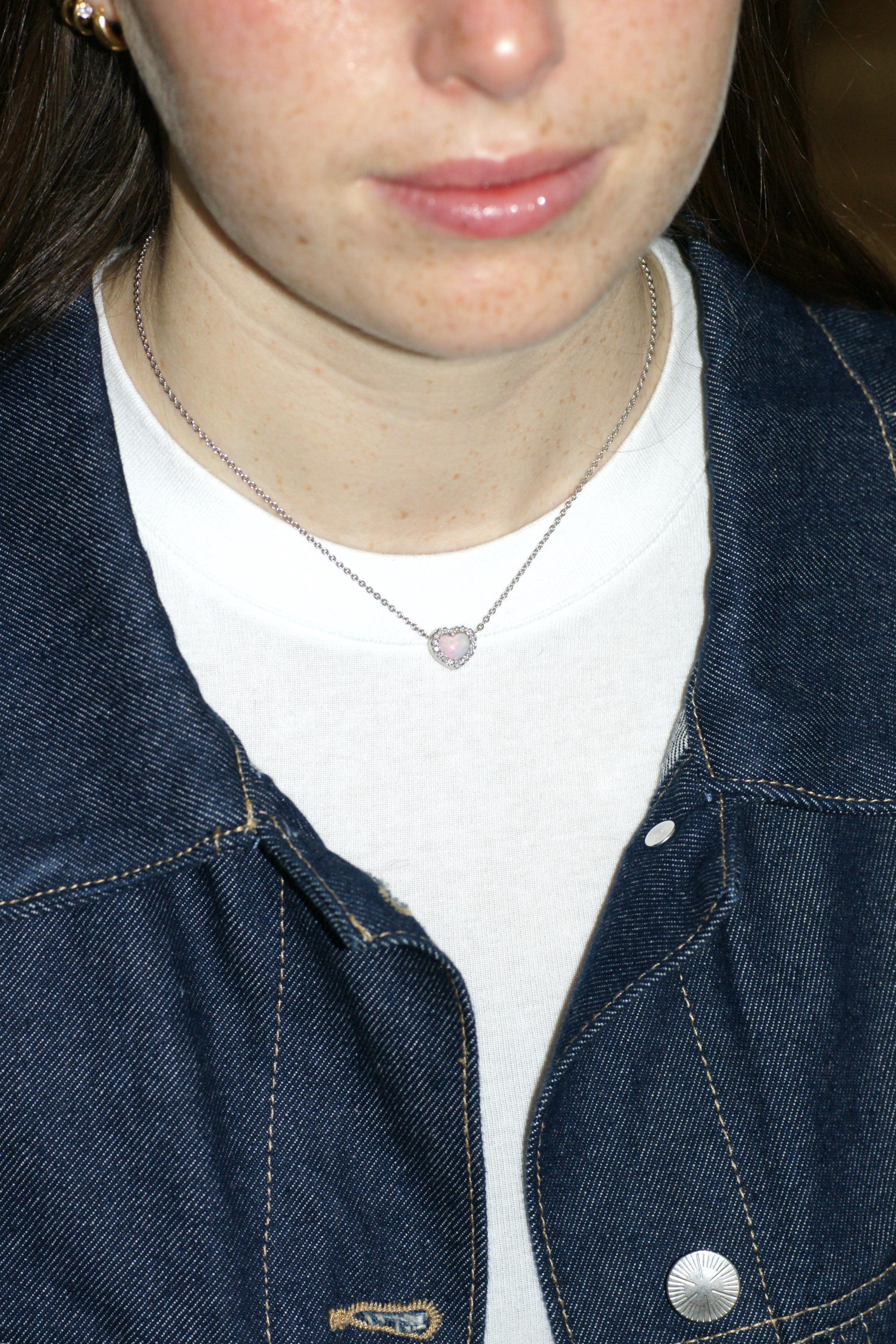 Necklace Dior Happy Birth Coeur Opale and diamonds on White Gold