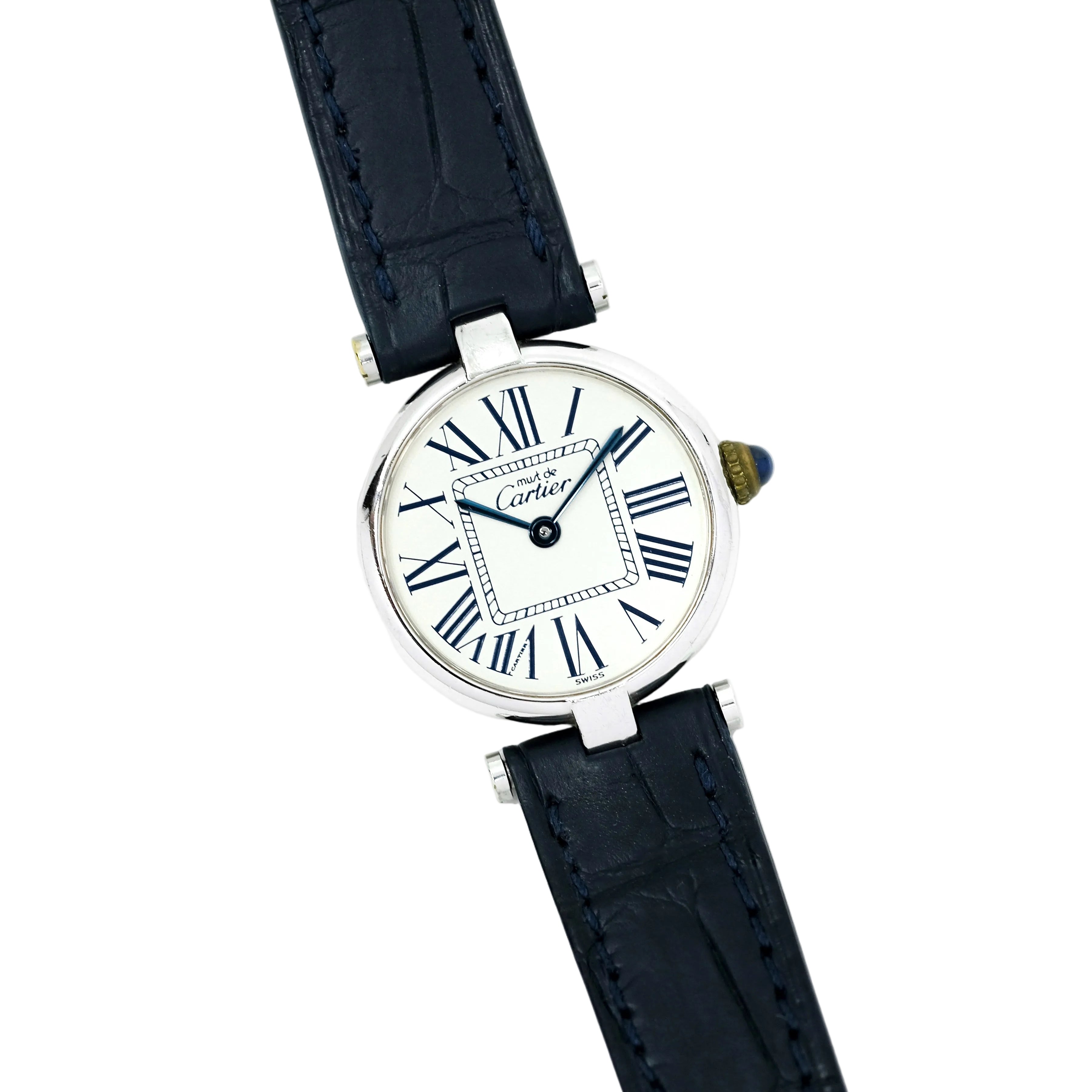 Montre CARTIER Vendôme Must petit modèle en argent et saphir