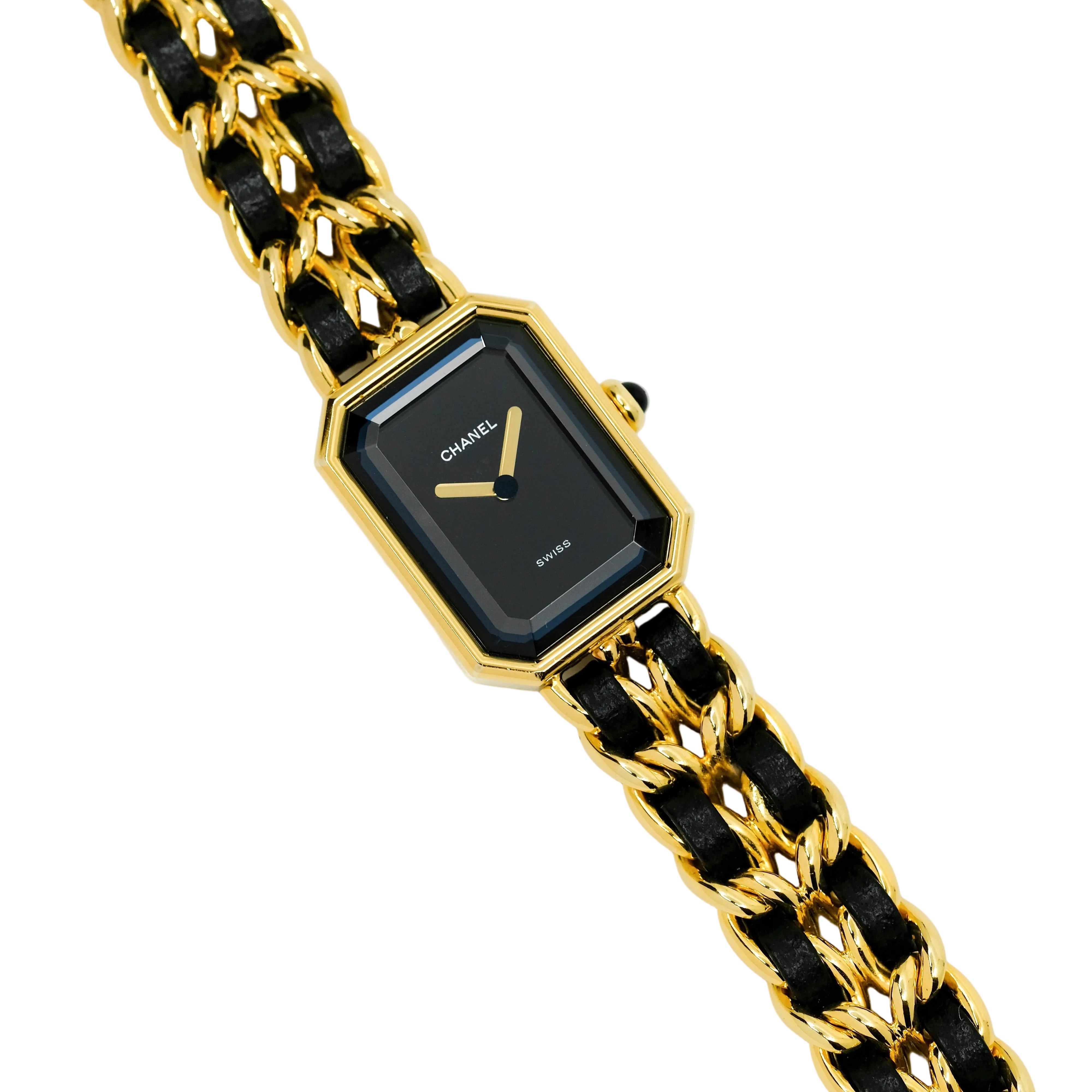 Montre CHANEL Première en plaqué or et cuir