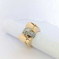 Bague Tank en or jaune et diamants