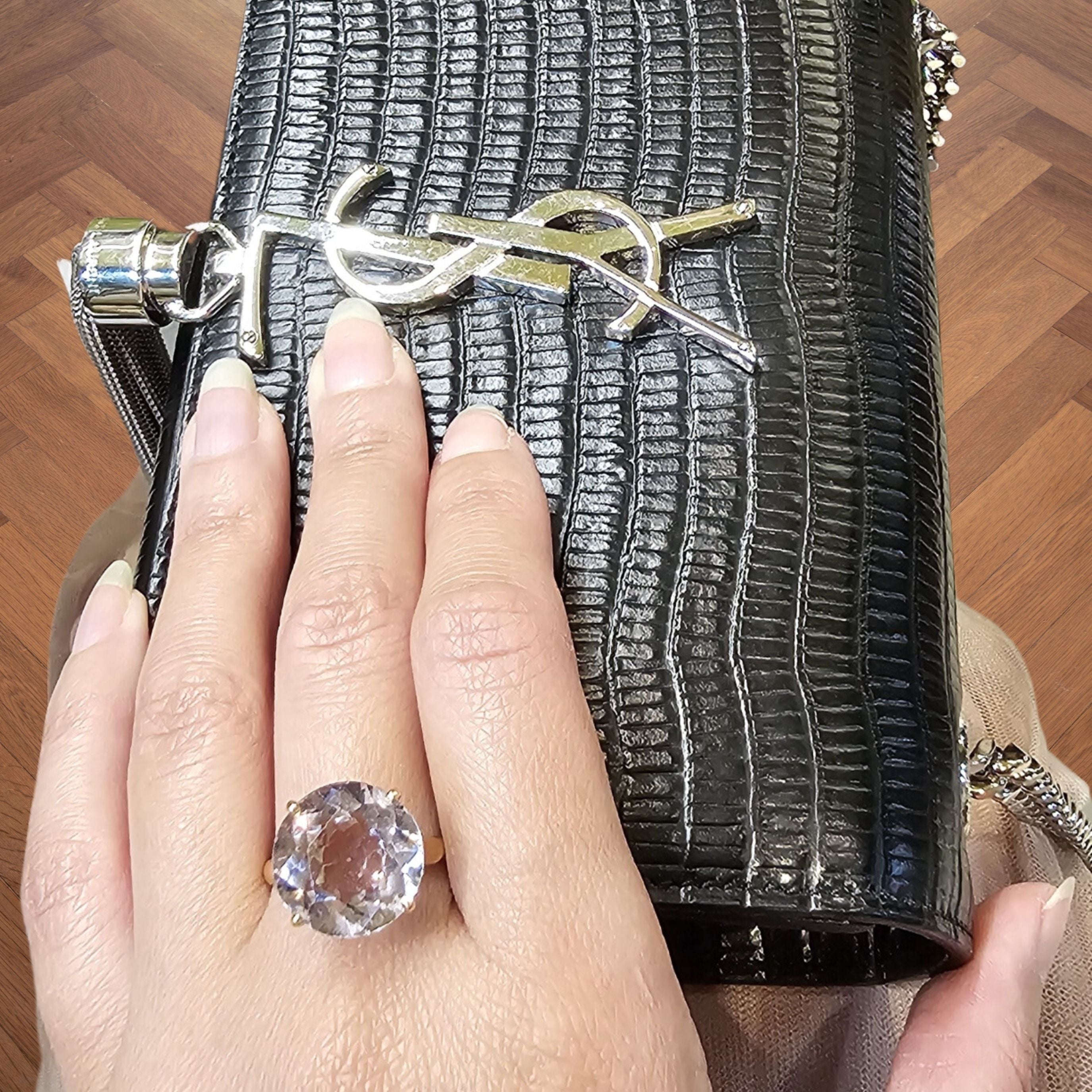 Bague en or jaune 18 carats et amethyste naturelle - Taille EU61