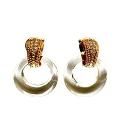 Paire de boucles d'oreilles VAN CLEEF & ARPELS en or jaune, diamants, ébène et cristal de roche