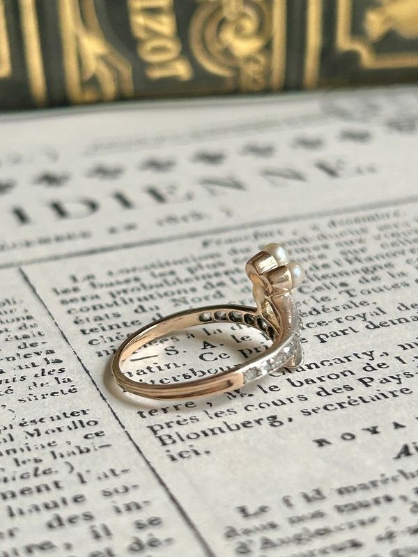 Bague ancienne trèfle en or jaune 18k et argent