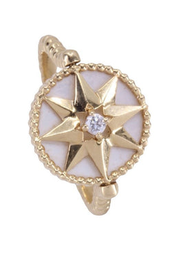 DIOR "Rose des vents" ring in yellow gold, mother-of-pearl and diamonds