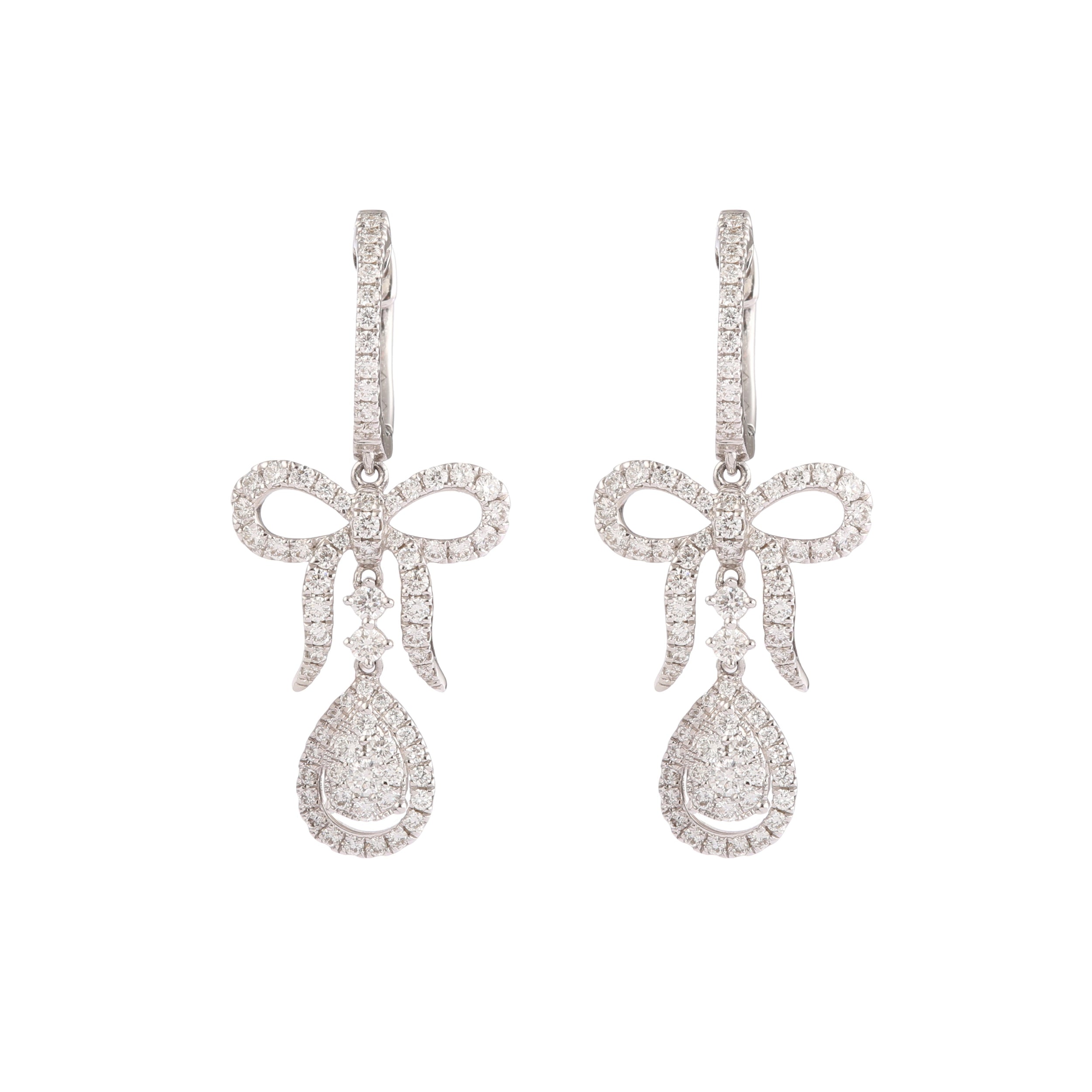 Boucles d'oreilles Dormeuses nœuds en or gris et diamants