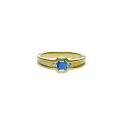 Bague Jonc en or jaune saphir et diamants