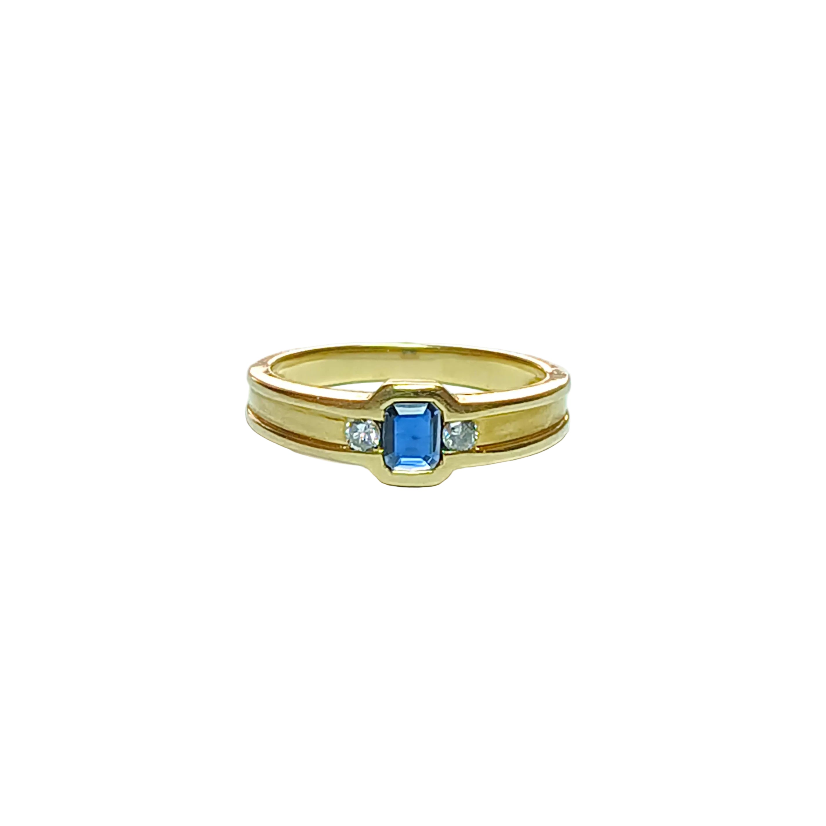 Bague Jonc en or jaune saphir et diamants