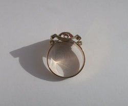 Bague Tank Art Déco diamants rubis or platine