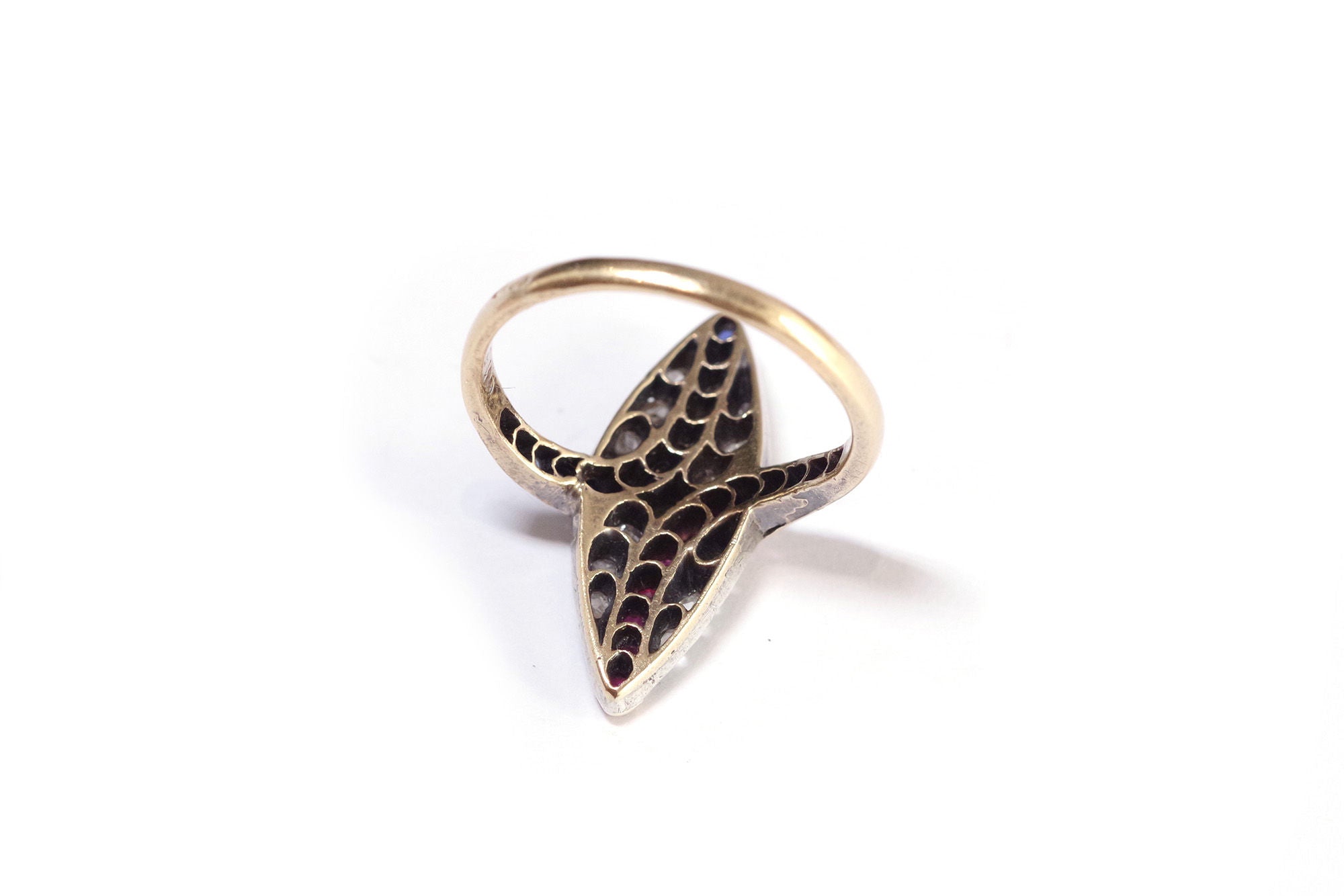 Bague marquise patriotique en or