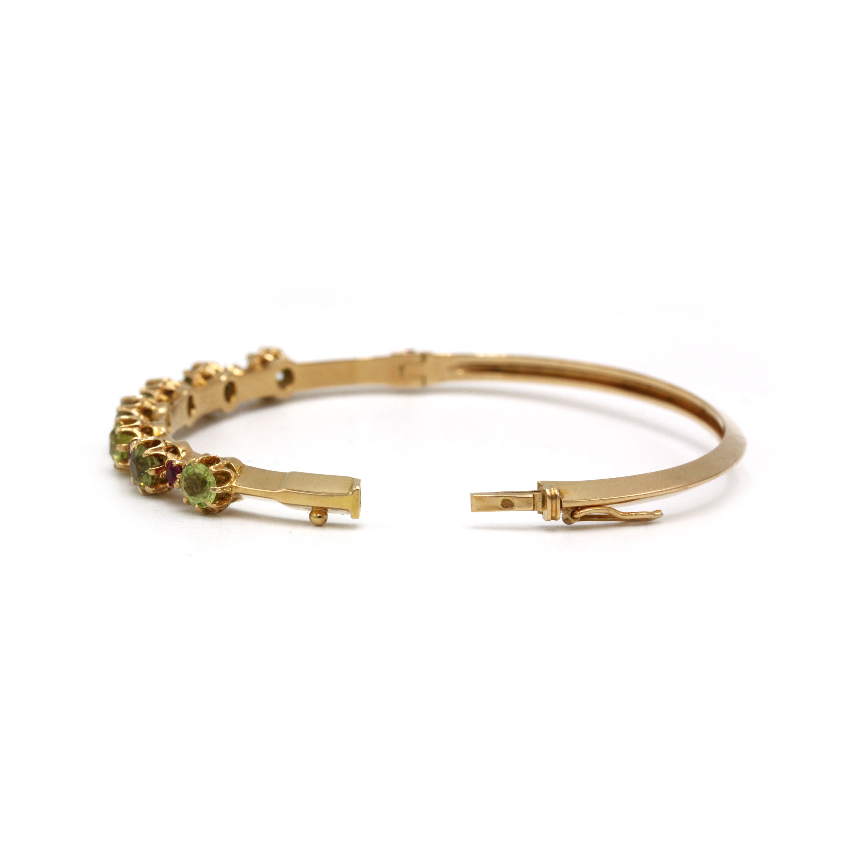 Rigid Bracelet - Gold, Peridots and Rubies