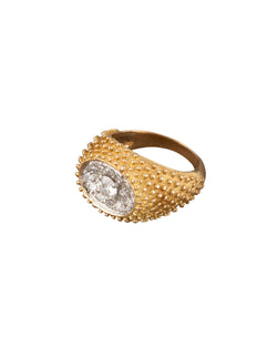 Band ring in yellow gold and diamonds