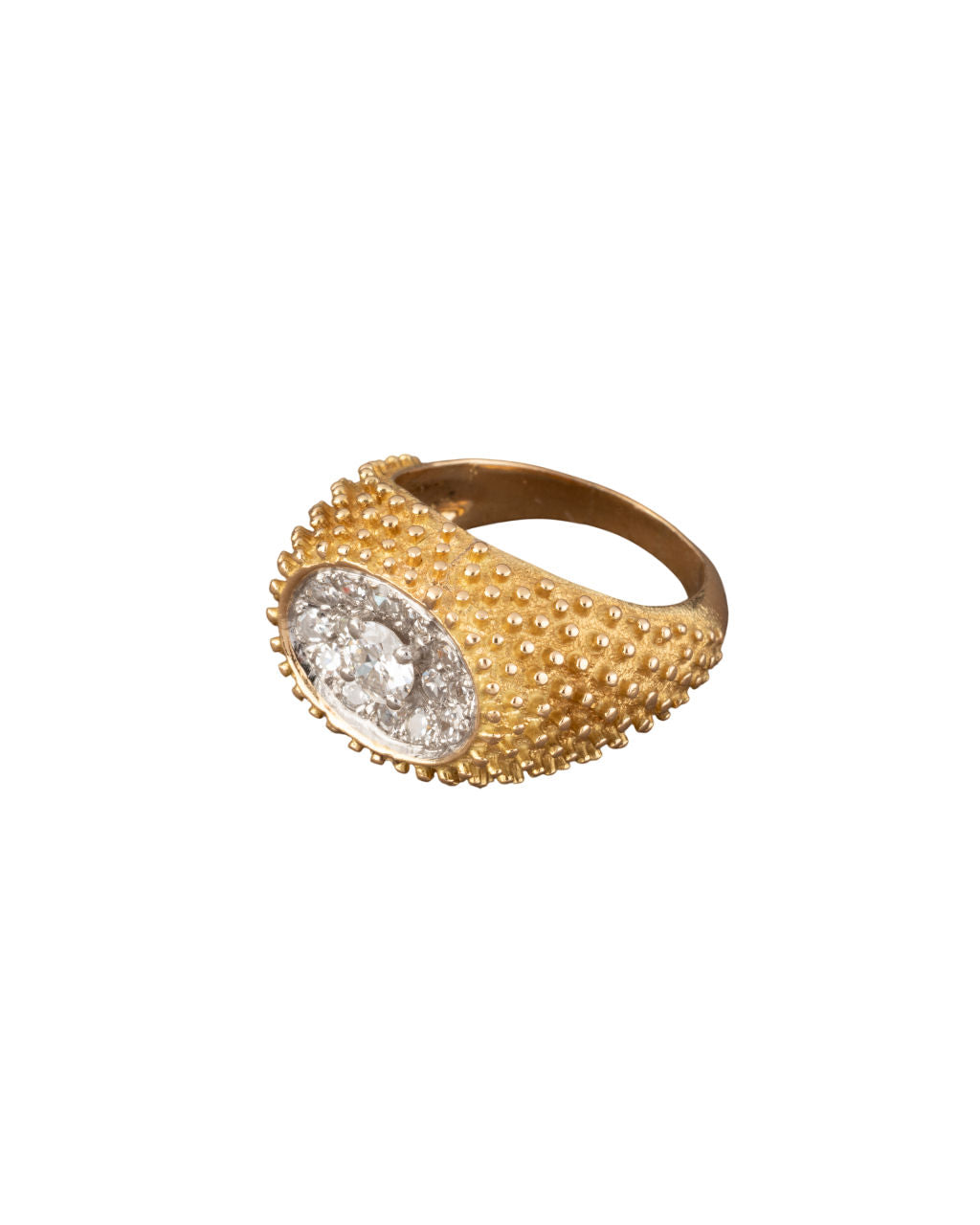 Band ring in yellow gold and diamonds
