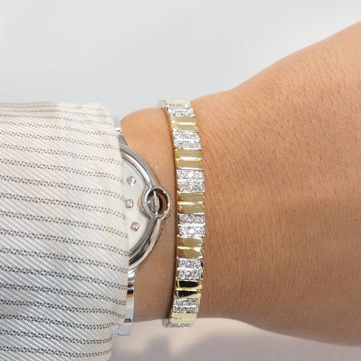 Bracelet vintage en or jaune et blanc et diamants
