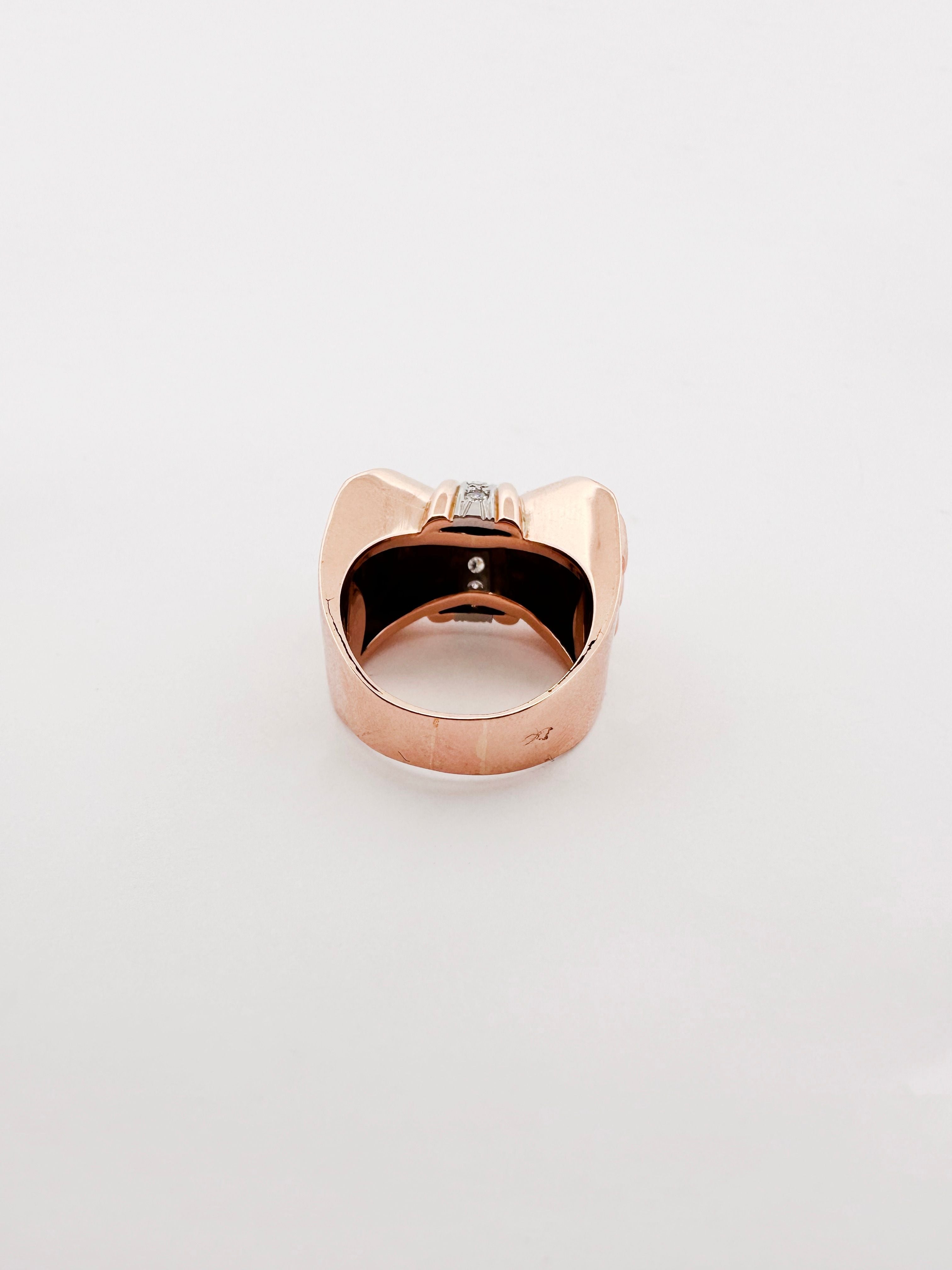 Bague Tank nœud en or rose et diamants