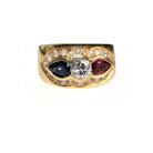 Bague Tricolore Saphir Diamant Rubis