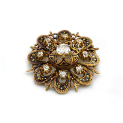 Broche - Or, Email & Diamants