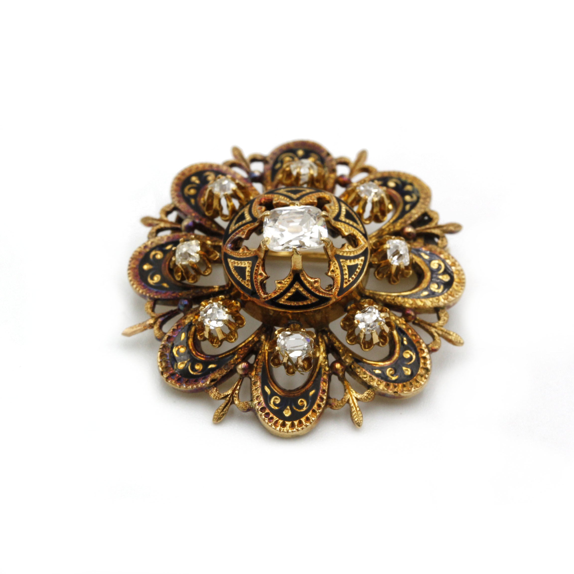 Broche - Or, Email & Diamants