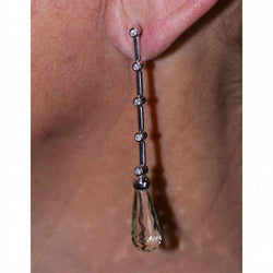 Boucles d'oreilles or blanc et diamants PRASIOLITE