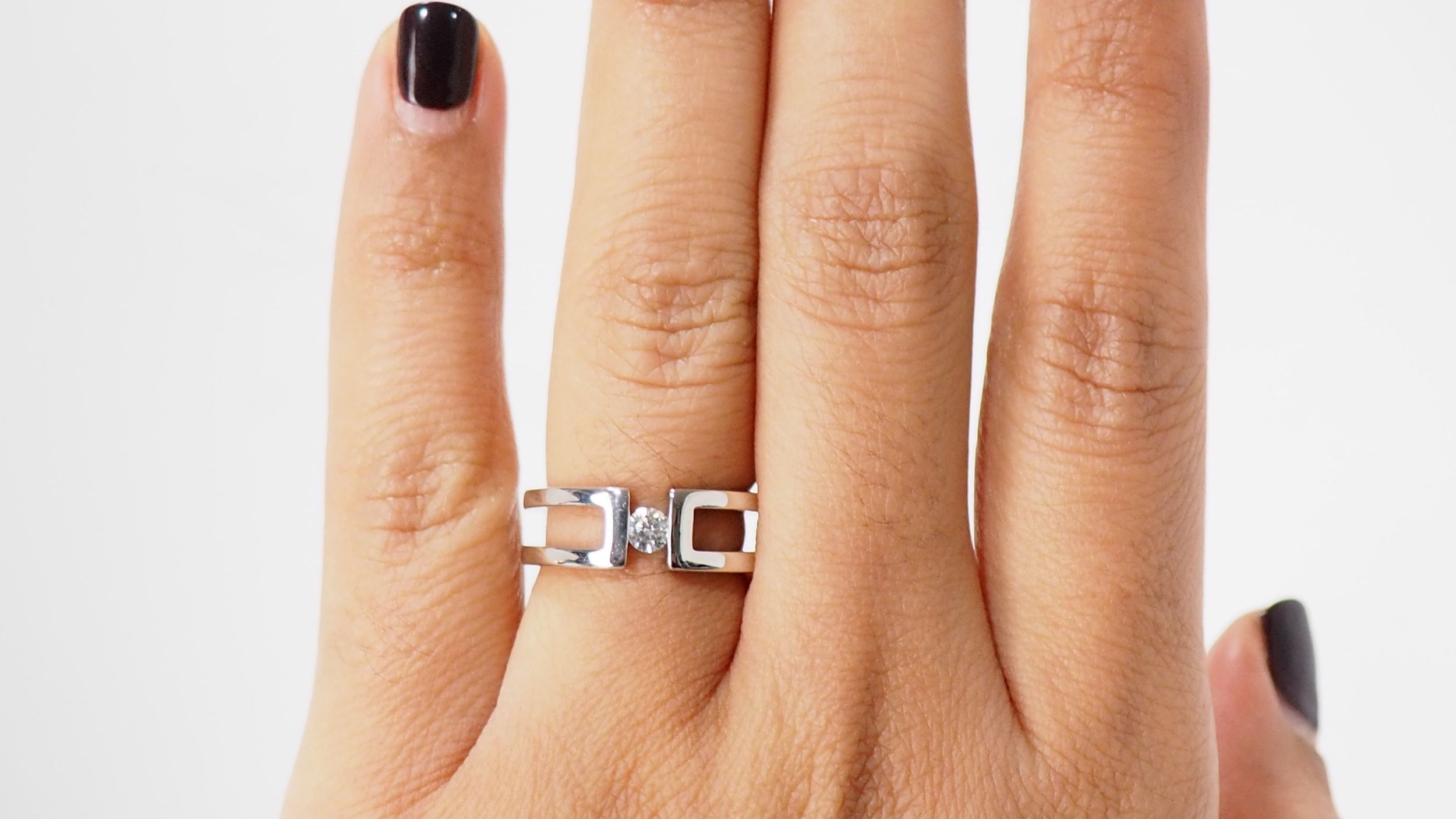 White gold and diamond ring