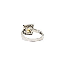 Bague en platine 850, diamants et saphir jaune naturels - Taille EU53