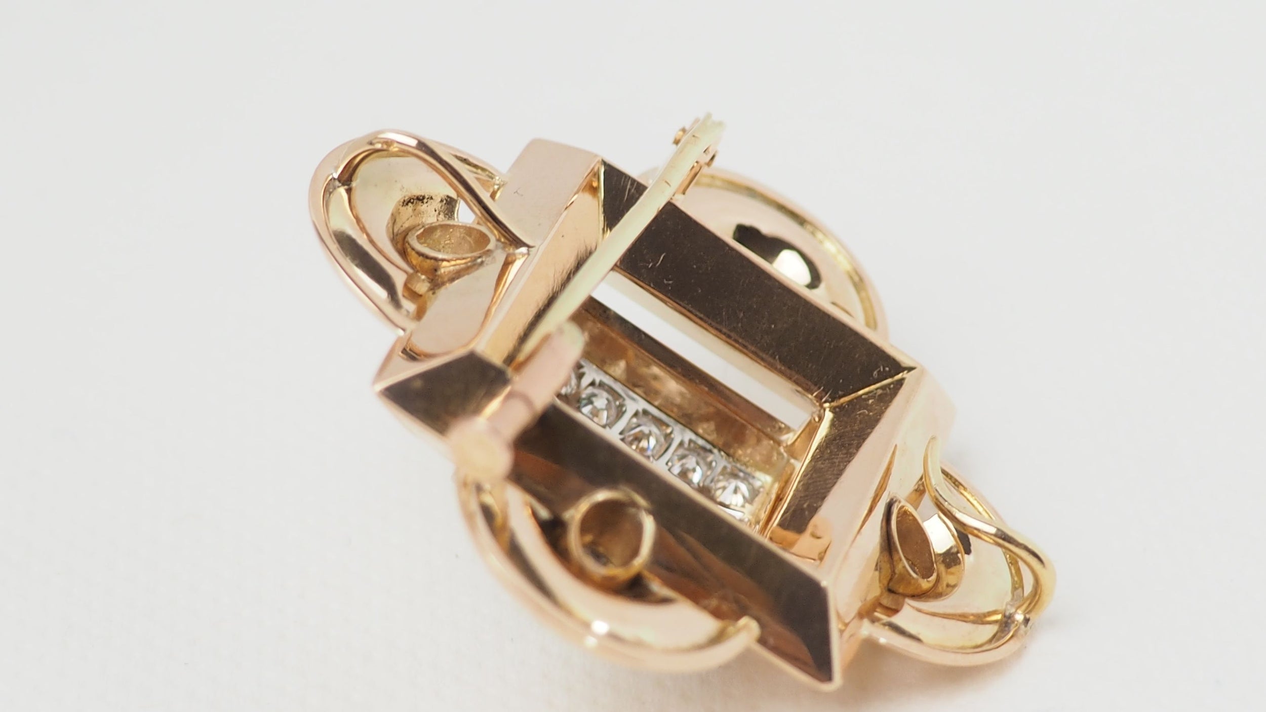 Broche pendentif ancienne en or jaune et diamants