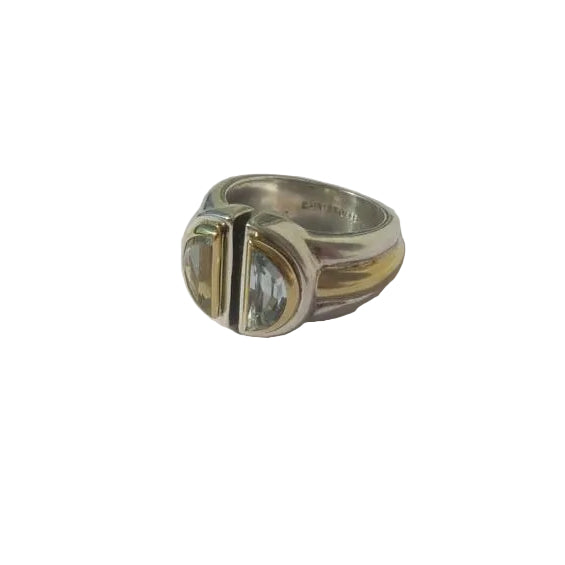 CHRISTOFLE bague ‘Variations’ de 1986 Aigue Marine, or et argent
