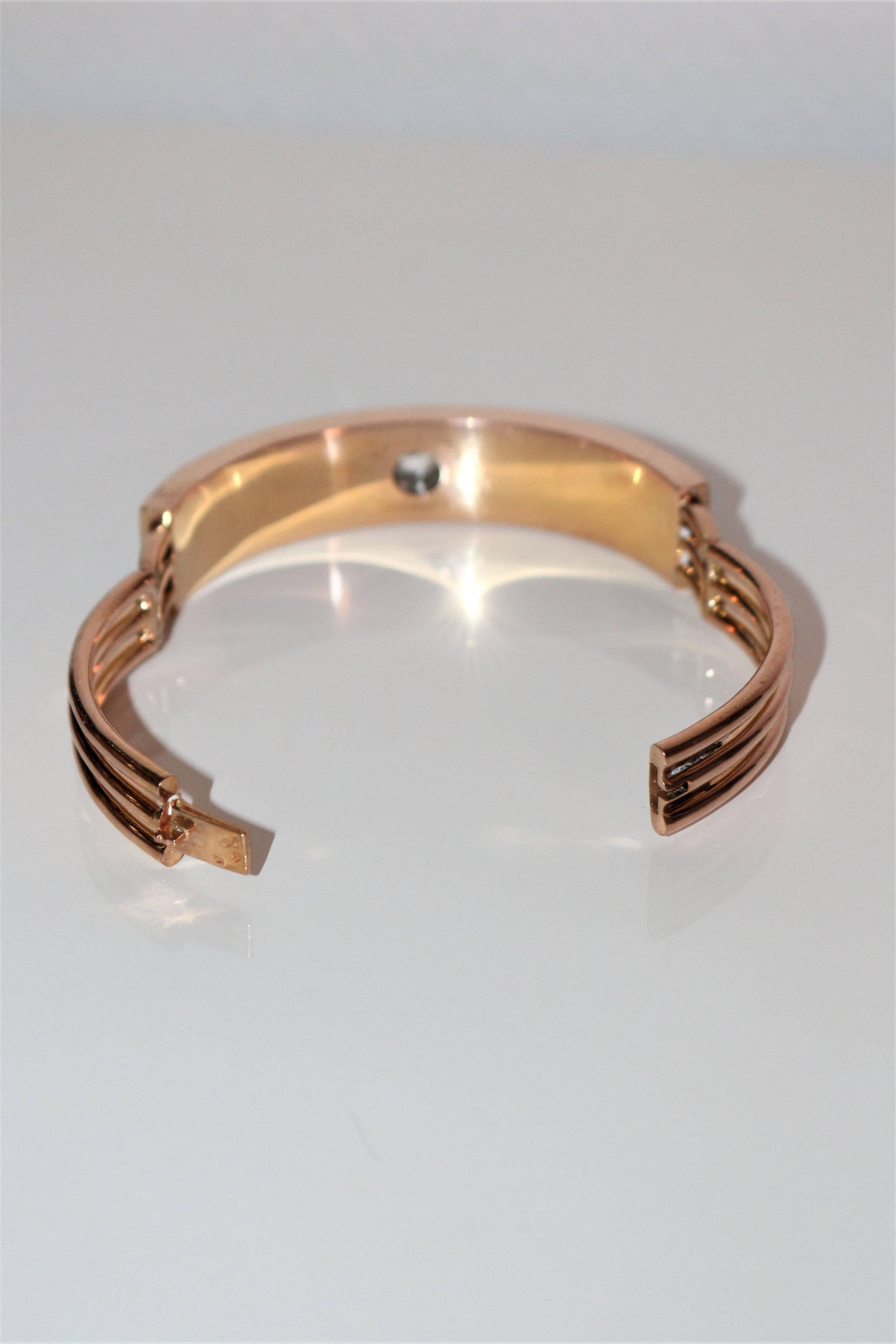 Bracelet Napoléon III Or Rose Et émail Noir