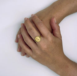 Ring AUGIS diamond ruby in yellow gold