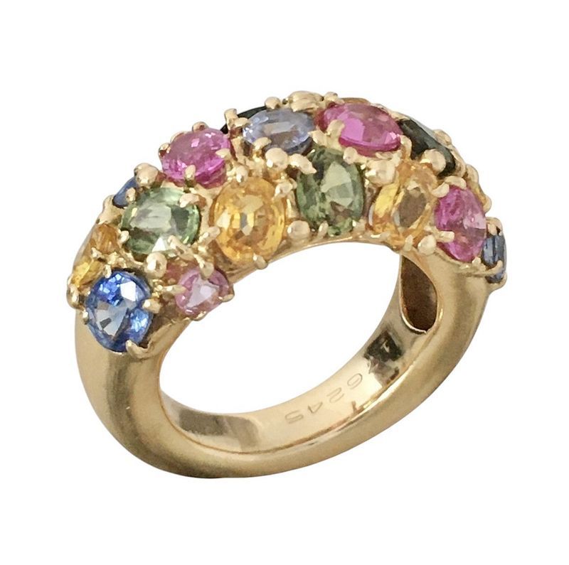 Bague CHAUMET Tutti-Frutti en or jaune 18K sertie de saphirs
