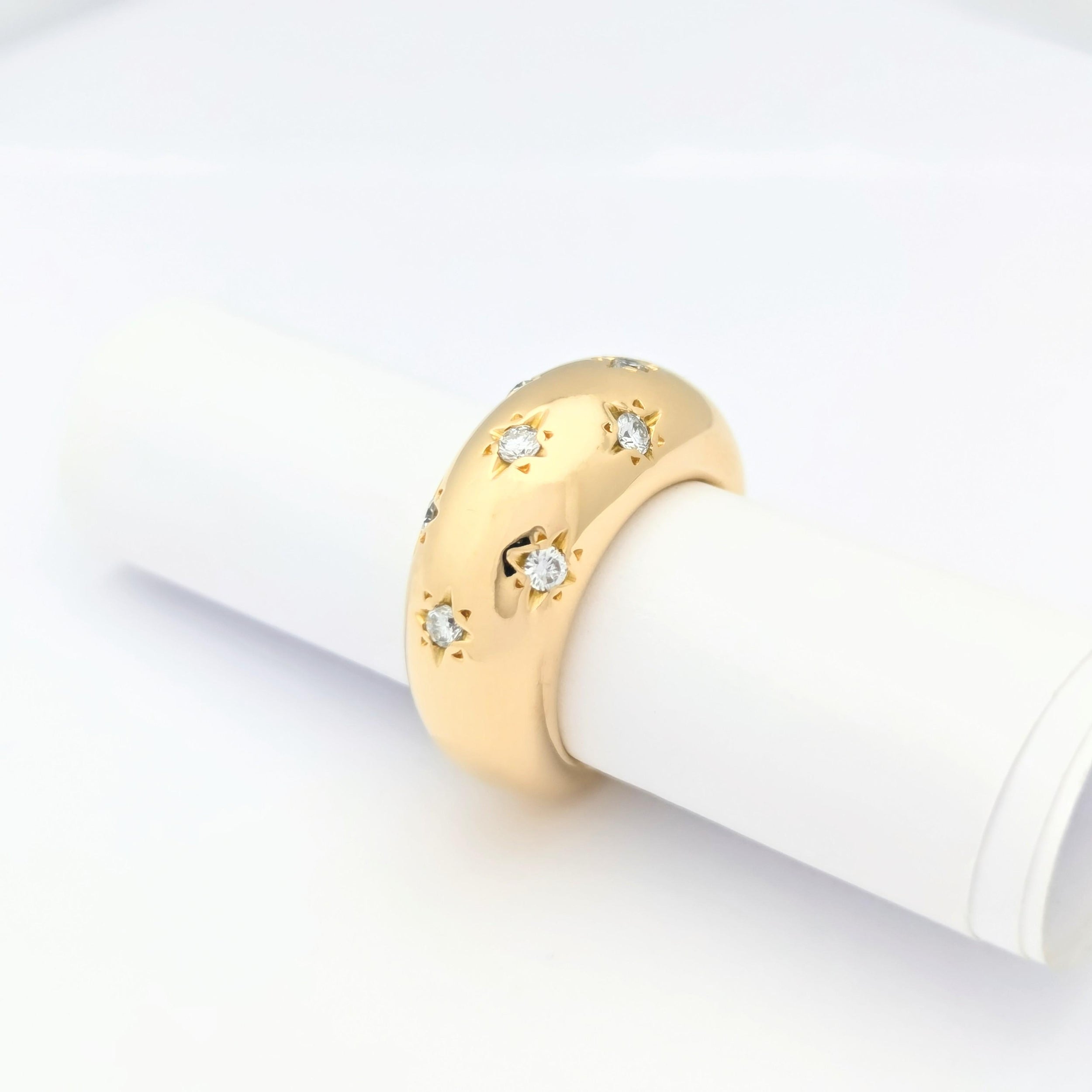 Bague étoiles en or jaune et diamants