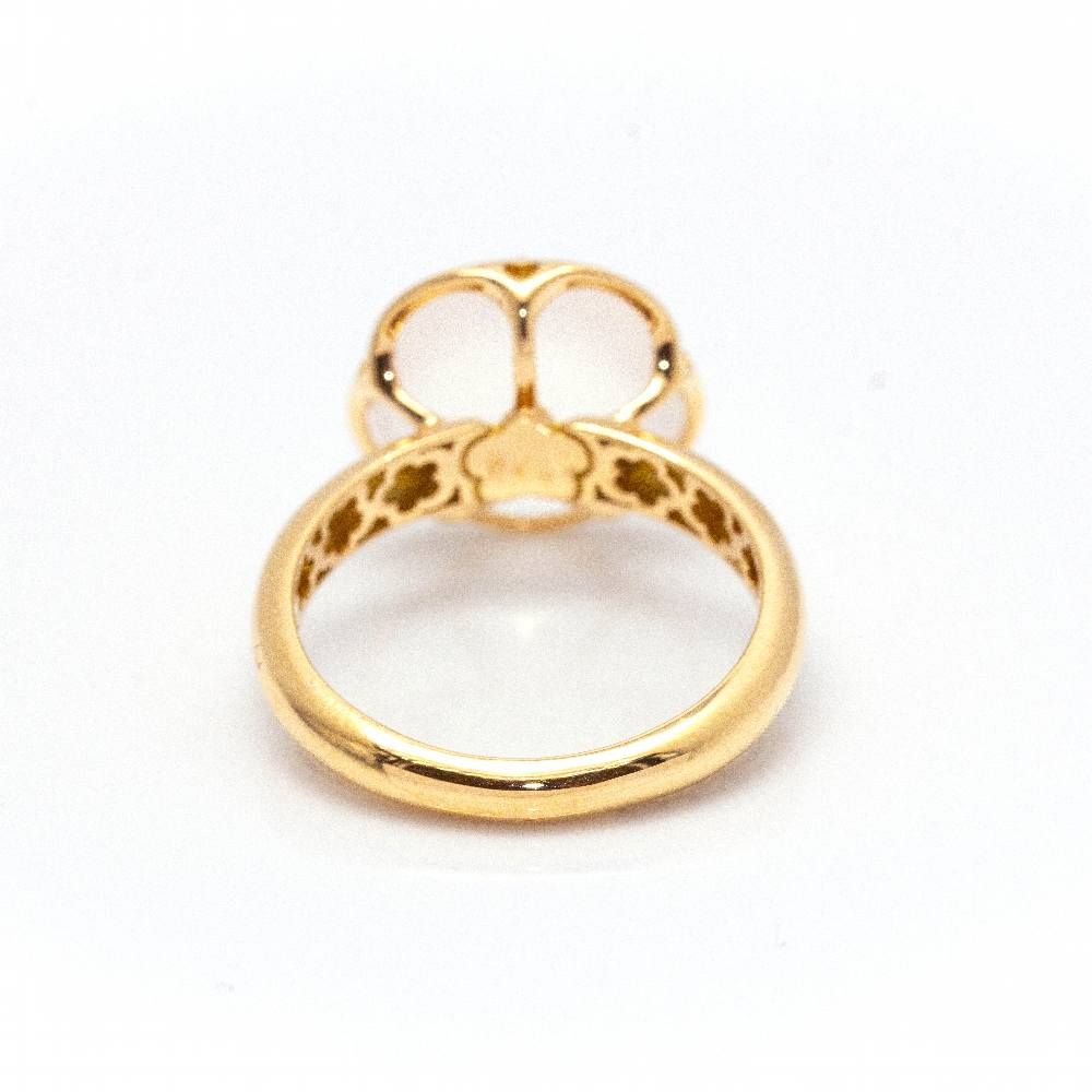 PASQUALE BRUNI White Flower Bangle Ring in Yellow gold and Quartz
