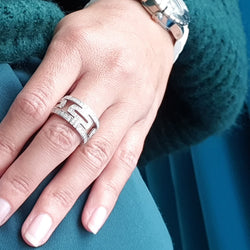 Bague Bvlgari Parentesi EU54 - Or blanc et diamants