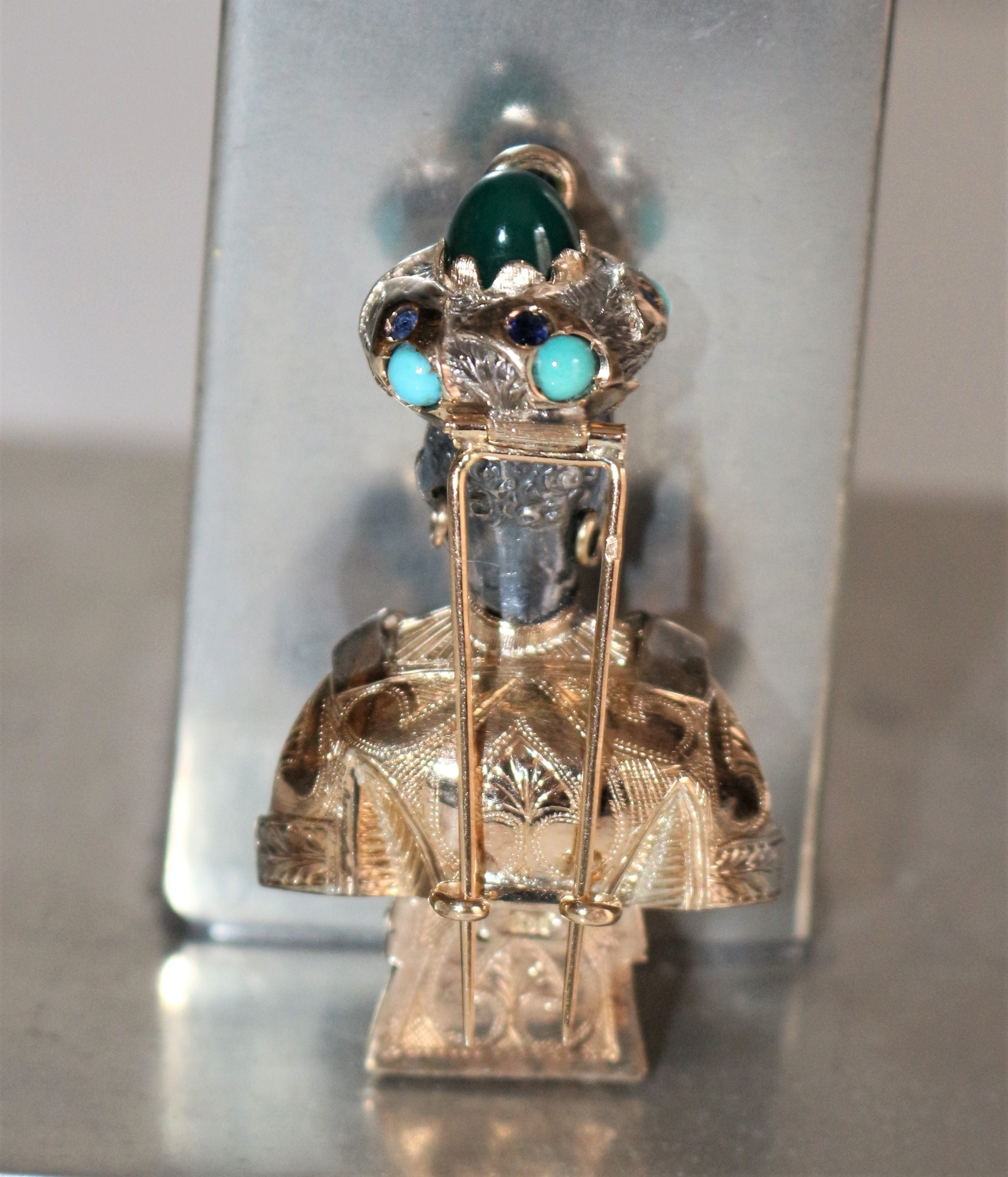 Tête de Maure ou Moretto en or jaune et argent