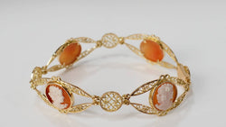 Bracelet filigrané en or jaune et camées