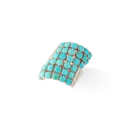 White gold, turquoise and diamond cocktail ring