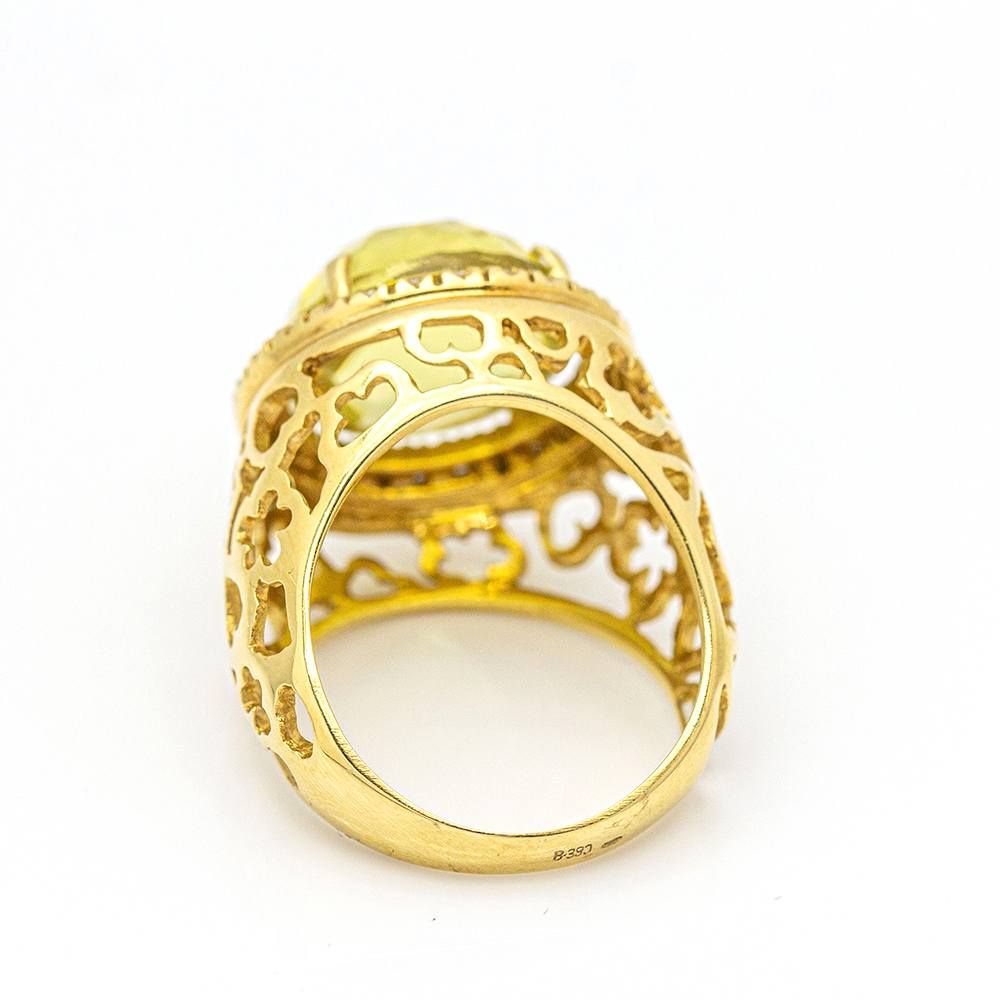 Bague en diamant et quartz citron