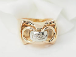 Bague Tank en or jaune et blanc et diamants