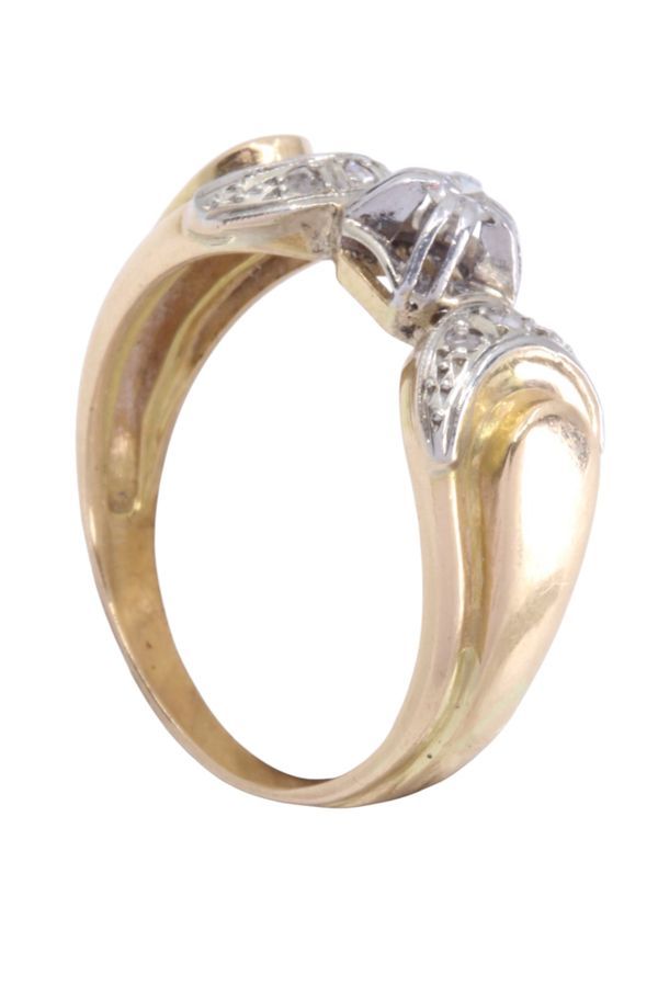 bague ancienne diamants en or jaune et blanc