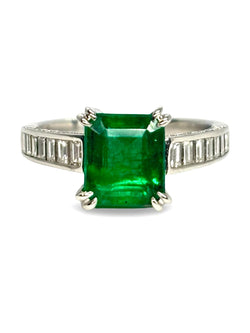 Bague ÉMERAUDE 3 ct en or blanc et diamants