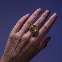 Ring at diamond and lemon quartz