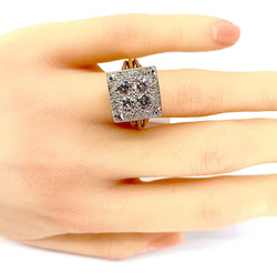 Bague en or jaune et or blanc 18 carats pavée de diamants