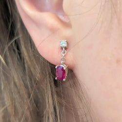 Boucles d'oreilles or blanc diamants et rubis