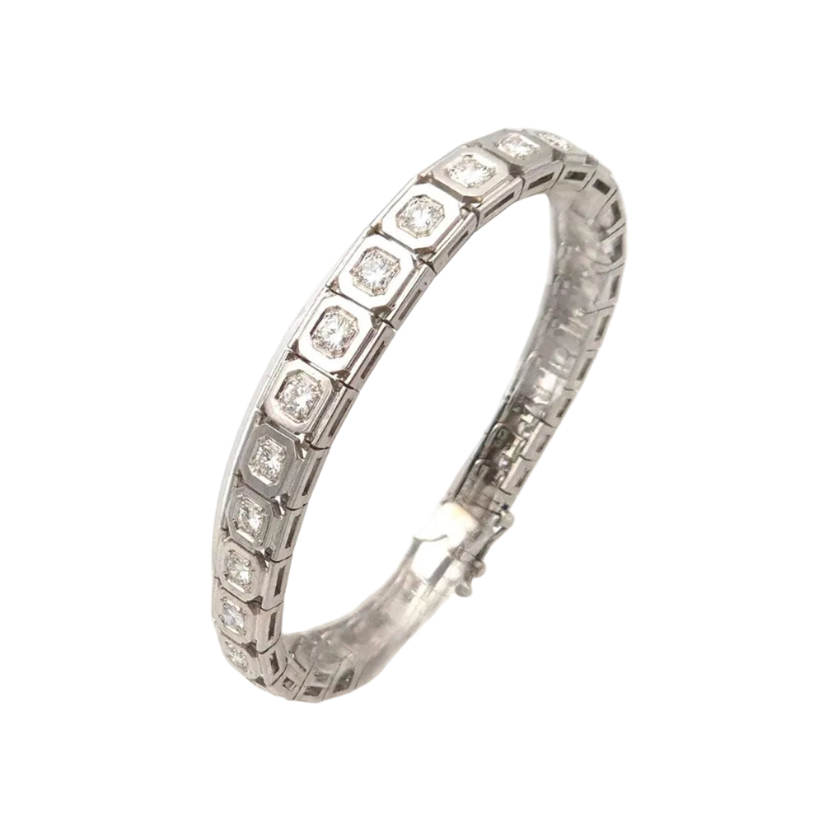 Bracelet Art Deco en platine et or blanc