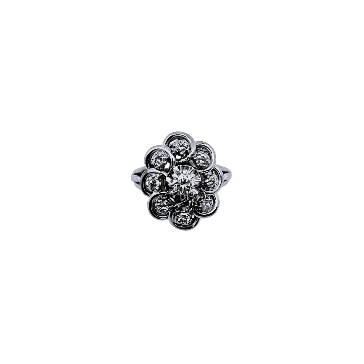 Bague Pompadour diamants en or blanc
