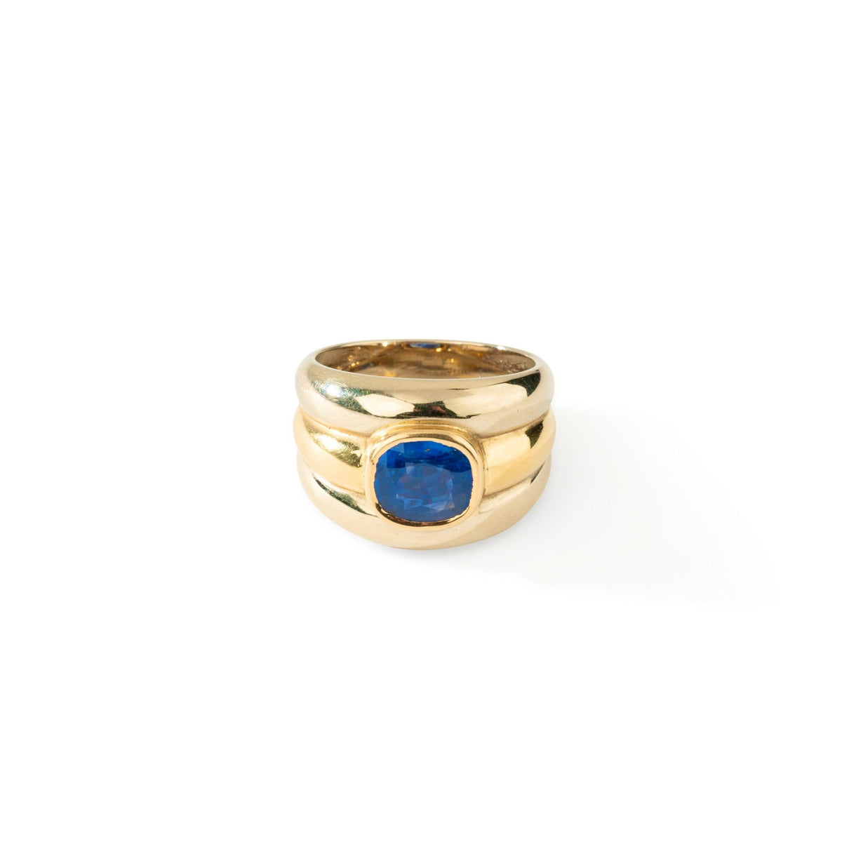 Bague Jonc en Or jaune et blanc et Saphir