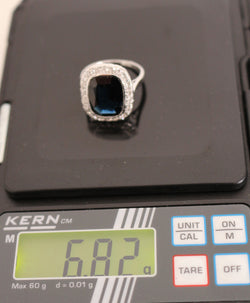 Bague Art Déco Saphir Diamants Platine